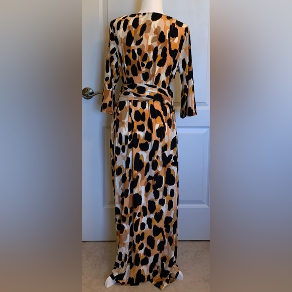 NWOT - Jessica London - Leopard Print Stretch Knit Wrap Maxi Dress - 18 W - Picture 4 of 14